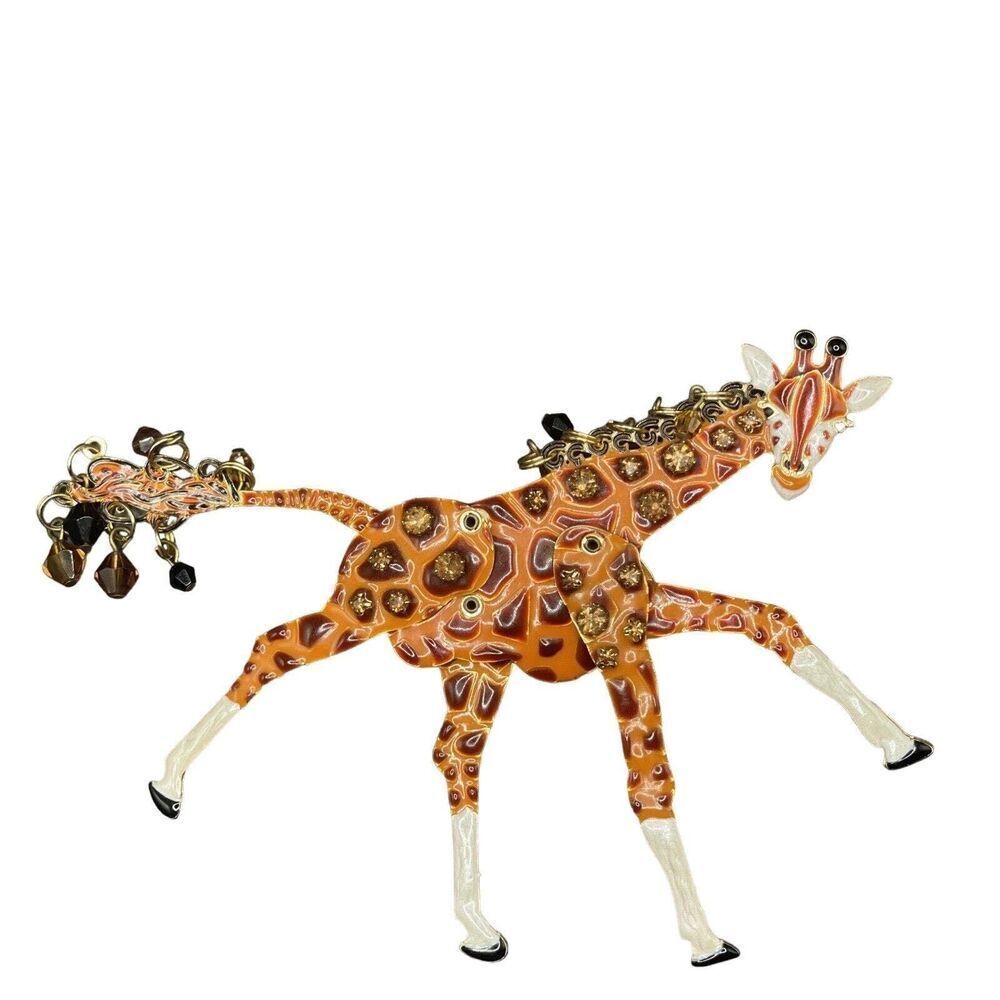 Lunch At The Ritz 2Go Articulated‎ Movable Enamel Jewel Giraffe Brooch Pin